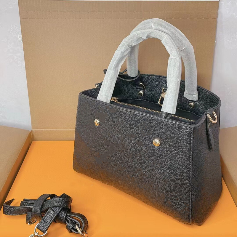 

High Quality Lady Shopping Satchel Bag Classic Flowers Handbag Women Fashion Shoulder Bags Totes Leather Handbags Purse Medium 29CM, Gift