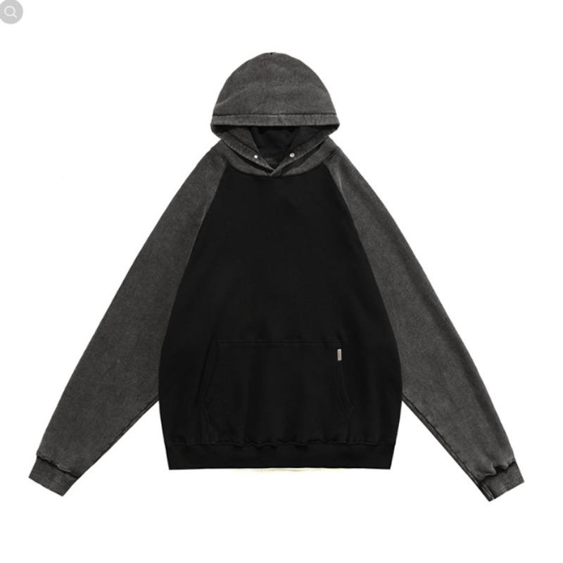 

Men' Hoodies & Sweatshirts Patchwork Representative Hoodie High-quality Fashion High-street Trendy Style Multi-spliced Raglan Sleeve, Black
