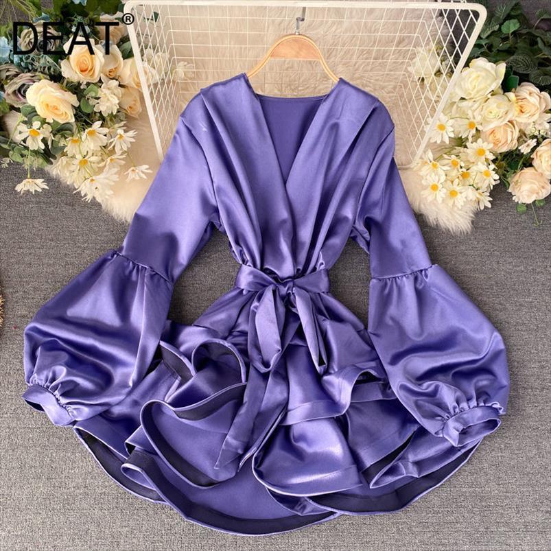 

summer fashion clothing ruffle lace women dress up short v neck long lantern sleeve vestido mj195, Black;gray