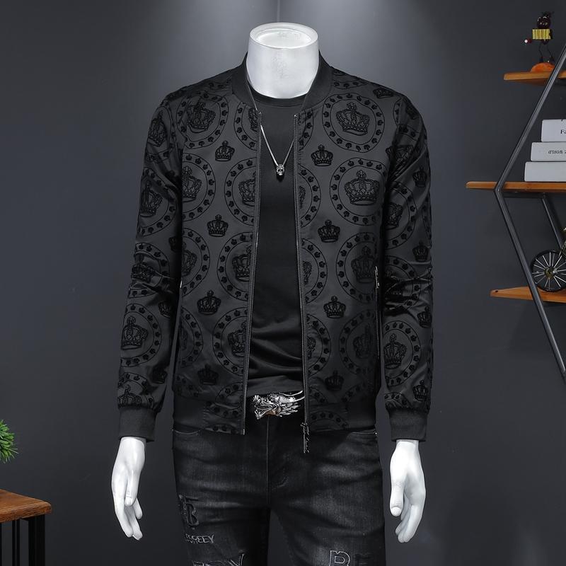 

Men's Jackets Oversized Great Designer King Crown EU O-neck Business Jacket Outerwear Coat Man Autumn Clothing JK8819, Black