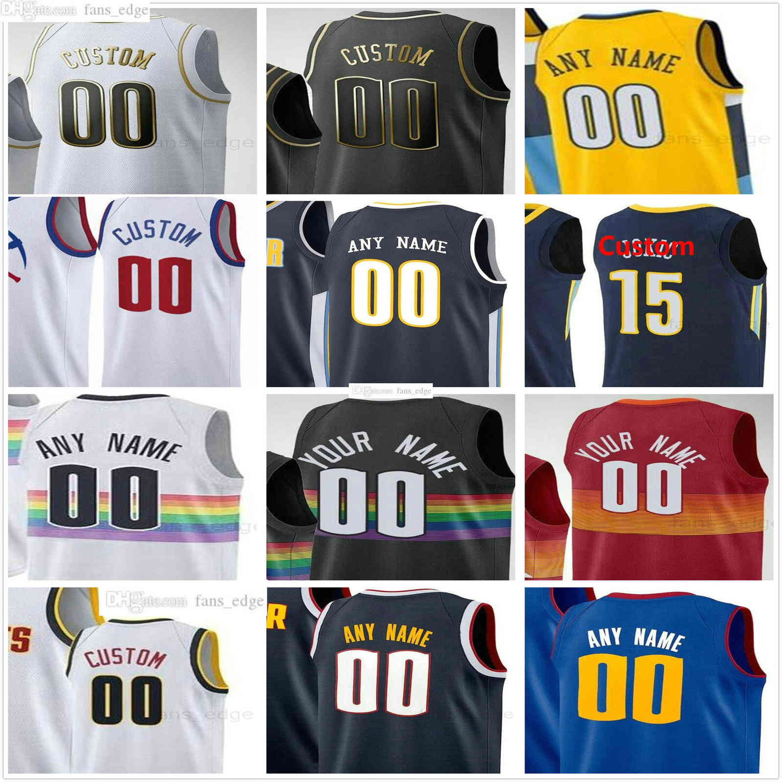 

Custom Hot Press #15 Jokic Jamal 27 Murray Nikola Michael 1 Porter Jr. Facundo 7 Campazzo NahShon Hyland Men Woman Kids Youth Printed Basket, Black;red