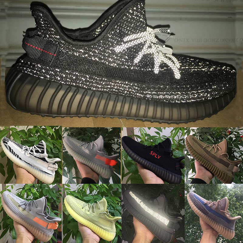 

High Quality Reflective Kanye Running Shoes Zebra Cinder Beluga Earth Yecheil Bred Ash Pearl Clay Static Cream Yeezy Size 36-46, Color 7