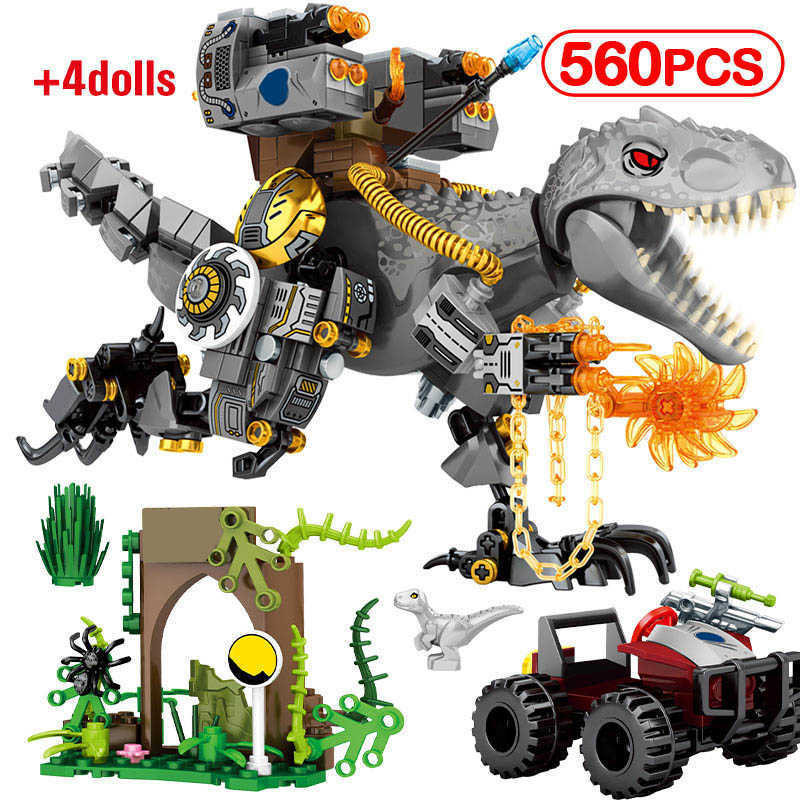 

City Mechanical Dinosaur Jurassic World Tyrannosaurus Battle Carnivorous Dragon Building Blocks Figures Bricks Toys for Children X0902