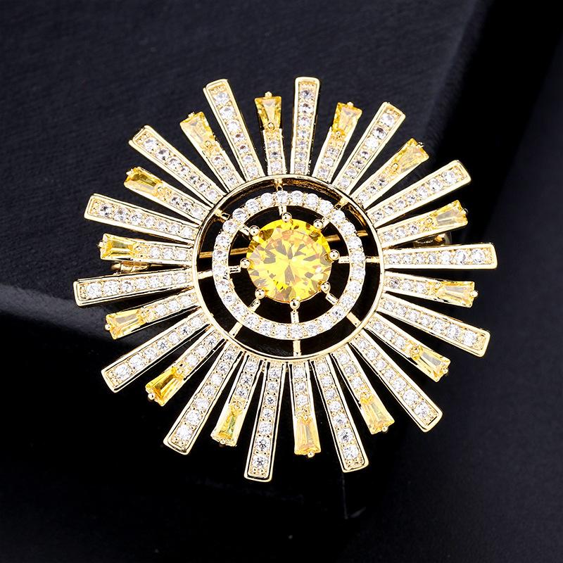

Pins, Brooches Korean Luxury Sunflower Brooch Girl's Cardigan Sweater Coat Pin Fixed Clothes Creative Accessories
