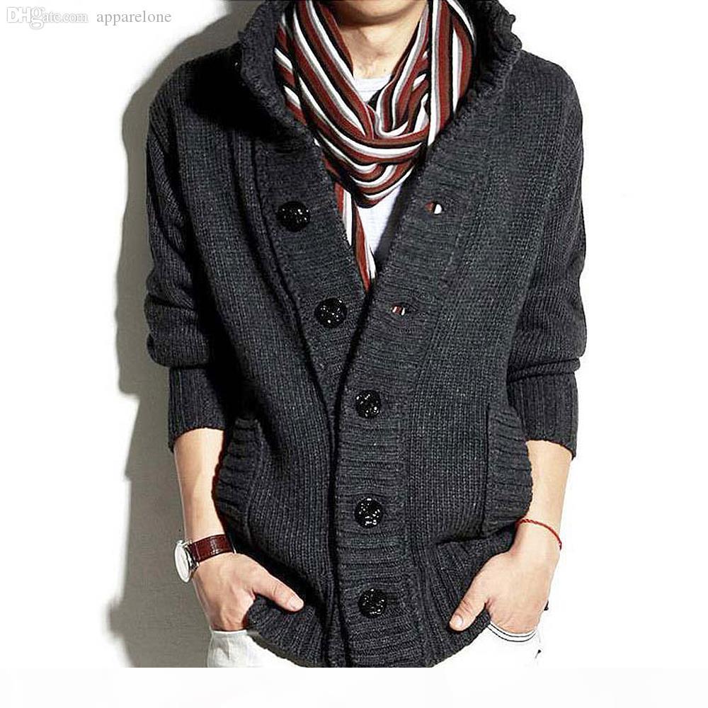 

Wholesale-Free shipping men's thick sweater cardigan shirts cashmere sweater for Mens coat thicker winter men jackets S  L XL XXL C170, Khaki