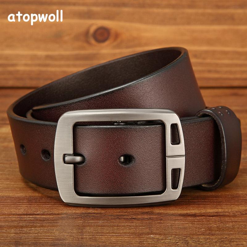 

Luxury Designer Belt Men High Quality 100% Cowhide Genuine Leather Belts For Cowboy Strap Brand Male Vintage Fancy Jeans, Black;brown