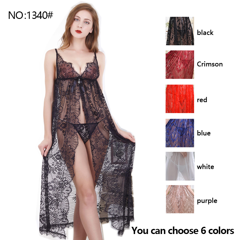 

NO:1340#Ms. Sexy Set transparent mesh shawl skirt lace strap underwear three-piece suit wholesale and retail thong + bra ex-factory price, Blue