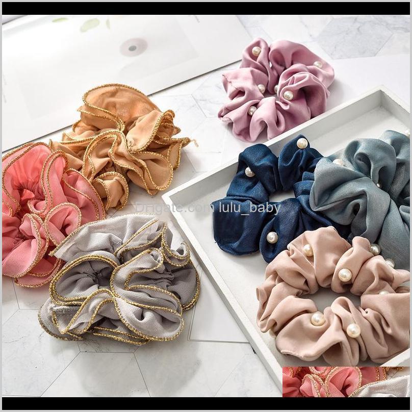 

Women Chiffon Big Scrunchies Solid Hair Ties Lace Elastic Hair Bands Summer Headwear Girls Black Cotton Hair Accessories Qeloc Q3Kob