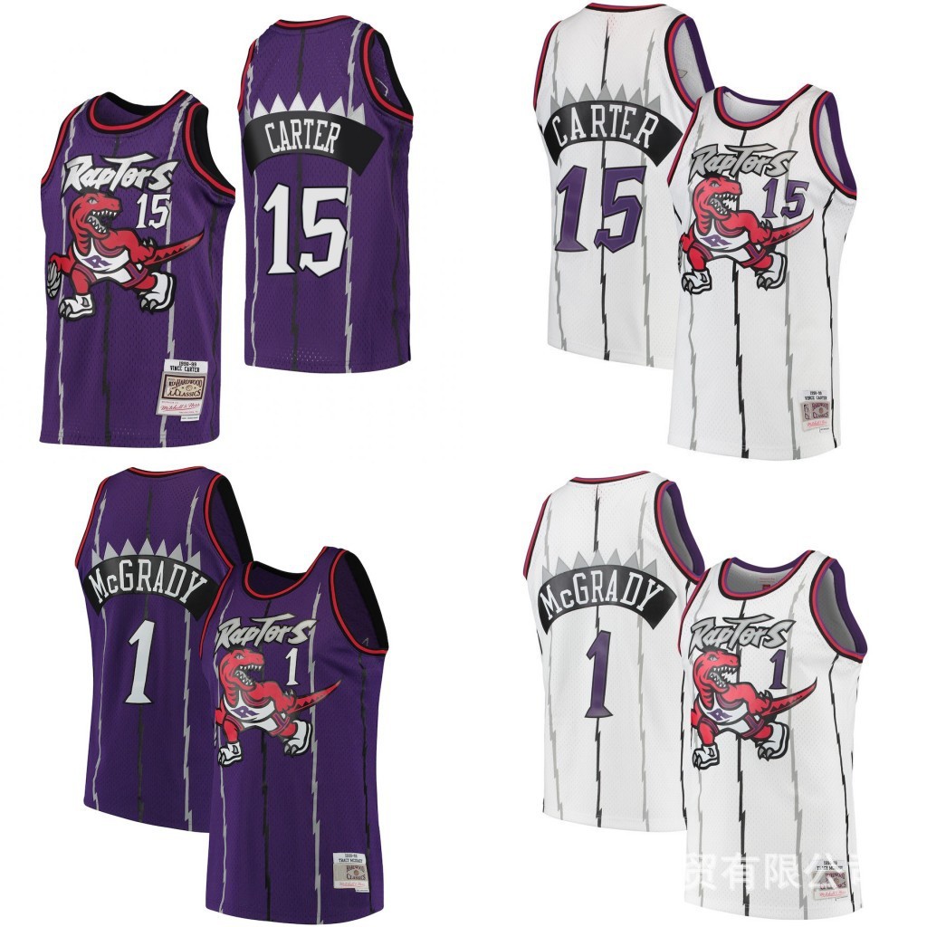 

Jersey Raptors No.15 Carter No.1 McGrady embroidered basketball suit, White