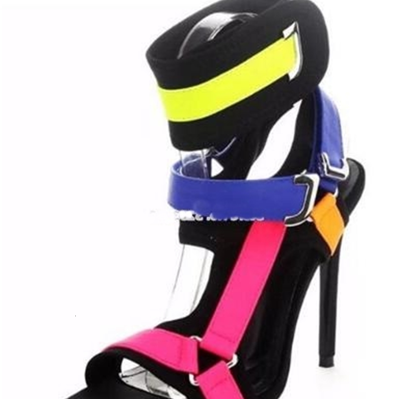 

sandals big decoration size fixed bombs dressed in mixed color shoes 7eap, Black