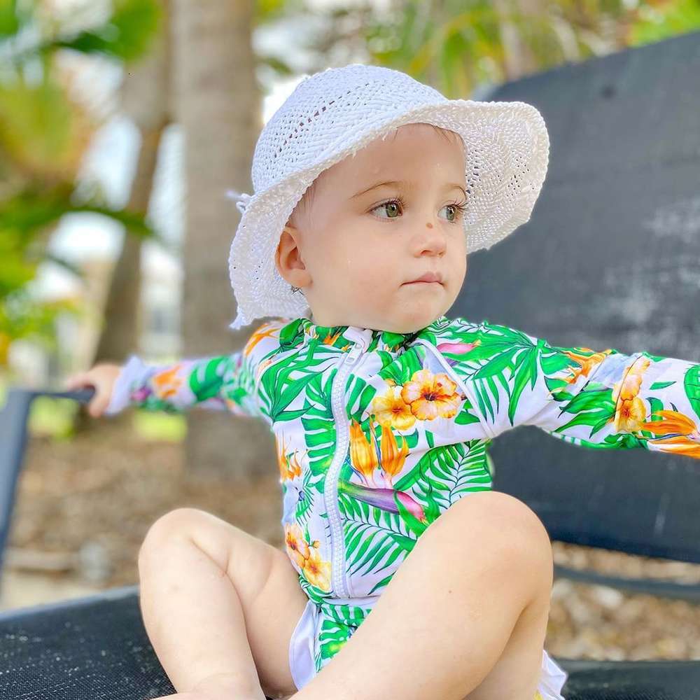 

Children's suit children's long sleeve sunscreen One Piece Bikini cartoon printed girls' swimsuit, Black