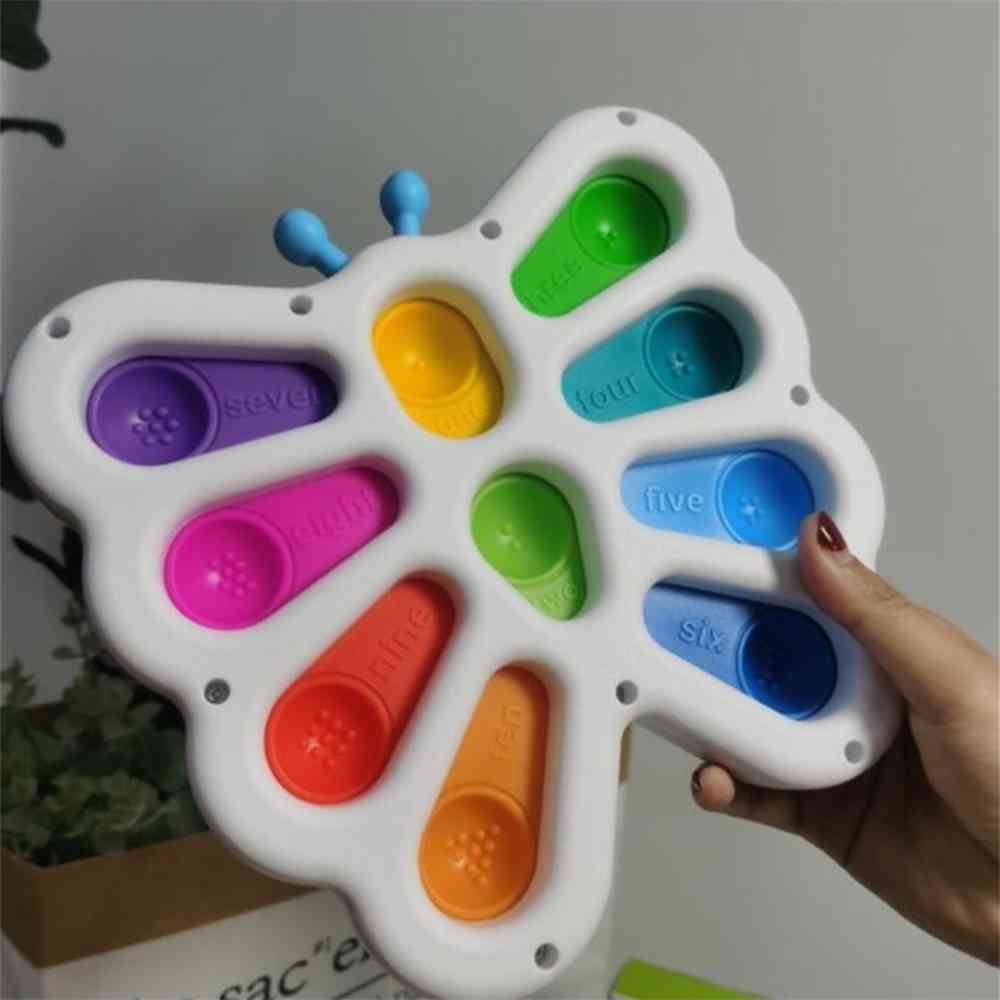

6PCS/DHL Fidget Push Bubble Toys Butterfly Sensory Fidgets Bubbles Stress Relief Squeeze Board Baby Kids Teether Finger Toy H320GP1