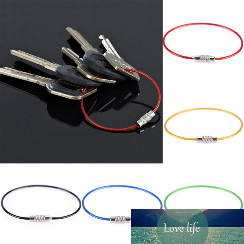 

5Pcs Stainless Steel Wire Keychain Tag Rope Wire Cable Loop Screw Lock Gadget Ring Key Keyring Circle Camp Hanging Tool