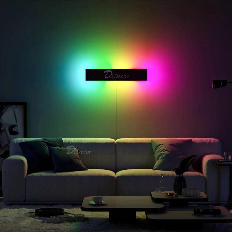 

Nordic RGB LED Wall Lamp For Bedroom Decoration, Colorful Home Living Room Light Dining Indoor Lighting Dimmable