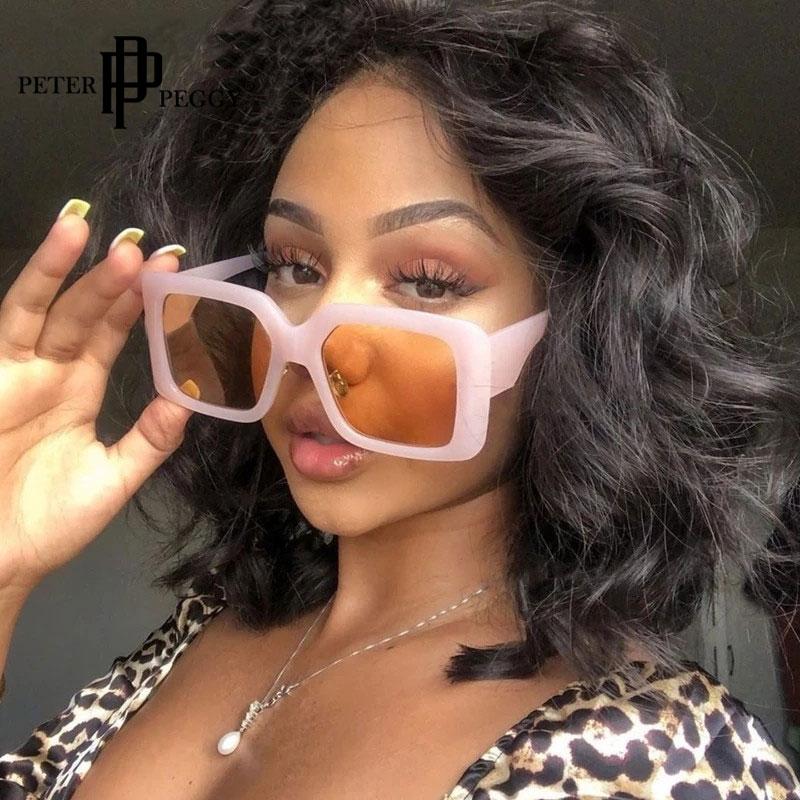 

Sunglasses Oversize Square Women Men Pink Big Frame Glasses Black Retro Gradient Sun Vintage Eyewear UV400 Oculos