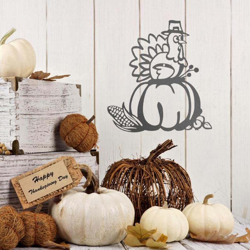

Party Decoration Thanksgiving Stickers Turkey On A Pumpkin Clings Decals Wall