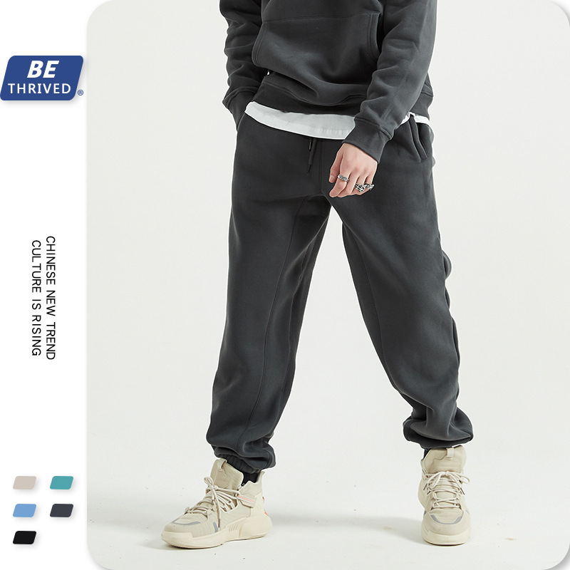 

autumn and winter 2021 solid color plush leggings gaojiechao brand sports and leisure for men (2207), Black