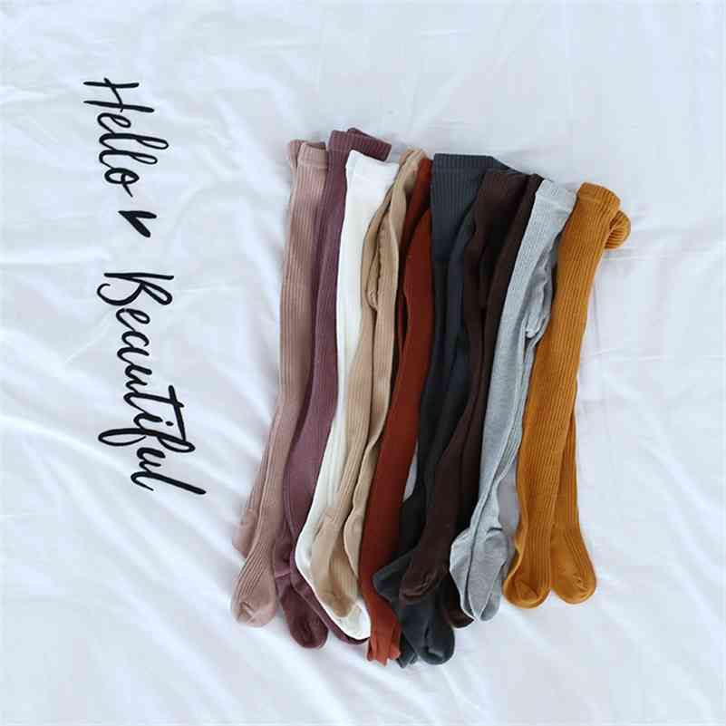 

Autumn winter fashion girls cotton pantynose baby solid color skinny all-match long Stockings children panty-hose 210708, White
