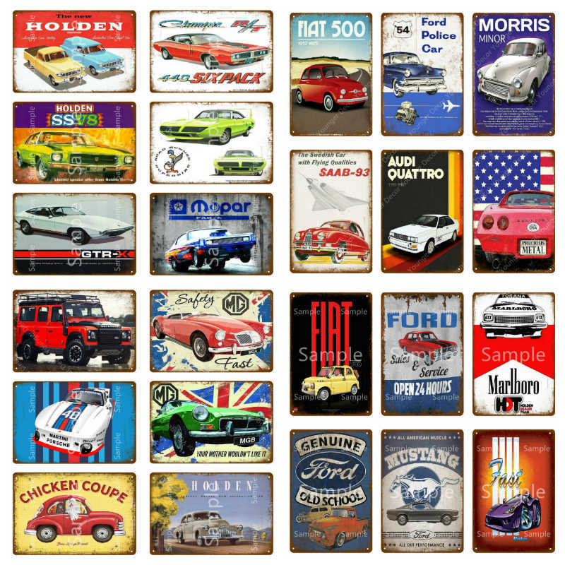 Police Racing Car Metal Plate Tin Sign Plaque Vintage Pub Decor Metal Poster Home Decoration Vintage Art Painting YM045-image-744894329