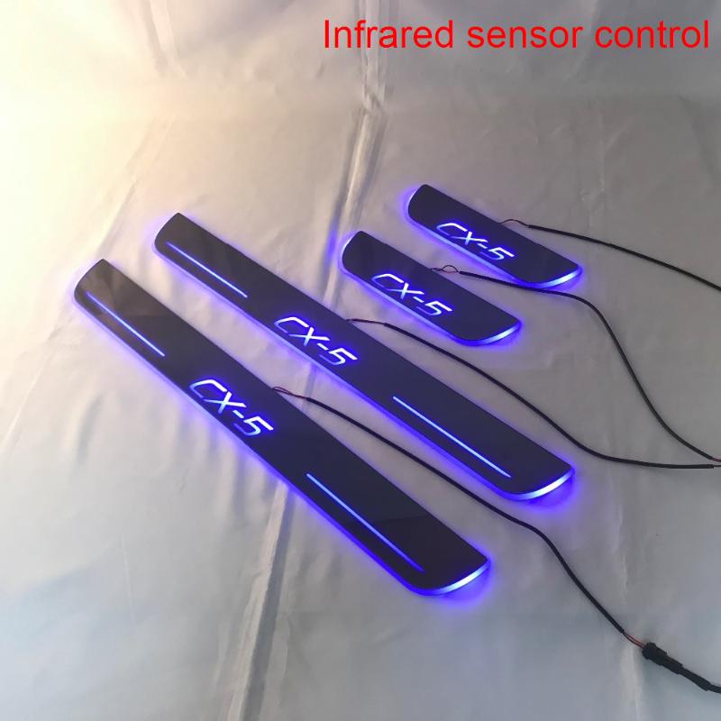 

Infrared Sensor Control Led Door Sill Plate Strip Welcome Light Threshold Guard Protectors For Cx-5 Interior&External Lights