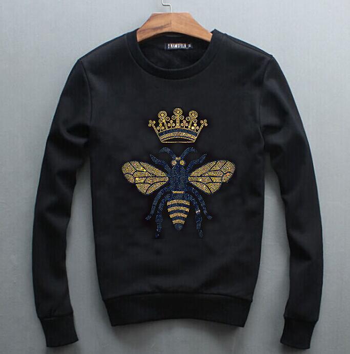 

Fashion Designer Brand Clothing Men's Pullovers Luxury Men Hoodie Fall Winter Rhinestones Sweatshirts, As shown