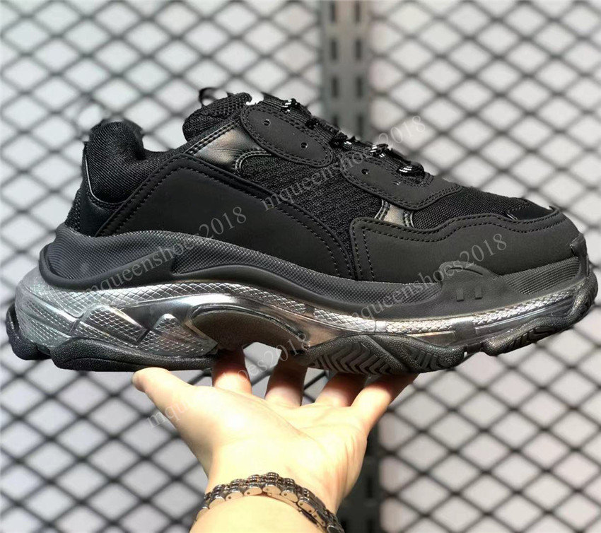 

Paris Triple S Casual Shoes Clear Sole Trendy Sports Fashion Runner Lace Up Candy Color Men Women Breathable Platform Sports Sneakers Traine, Black