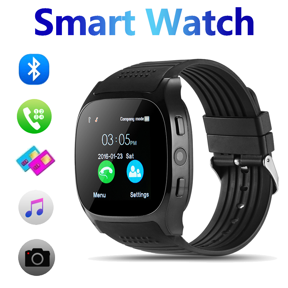

T8 Smart Watch Waterproof Bluetooth SmartWatch With Camera Phone Mate SIM Card Men Women Sport Fitness Tracker Wristwatch Watches For Android ios
