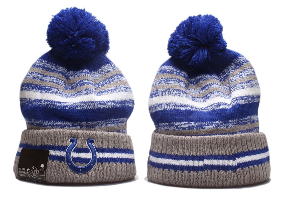 

Top Quality ind Blue Beanies with Funny Pom Classic Fashion Casual Football All Team Winter Wool Skullies Beanie Hat For Men and Women