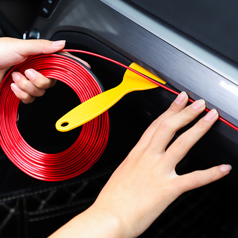

5M Plating PVC Sticker Car Interior Outlet Strip Dashboard Door Edge Moulding Trim Universal Auto Internal Decorate Accessories
