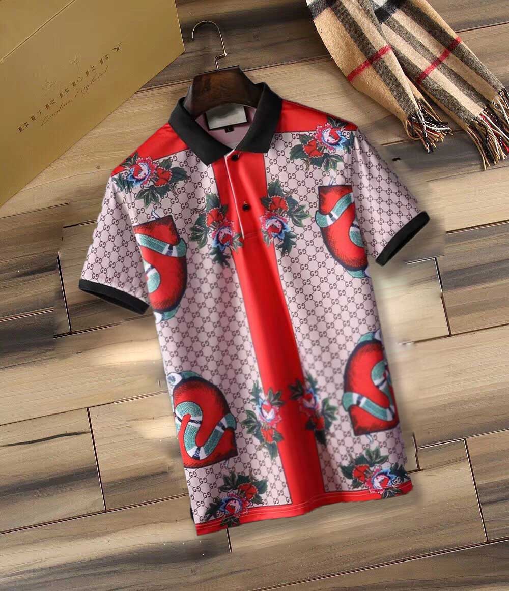 

Italian menswear designer Polo shirt Bee snake mens men's t-shirt classic fashion high street embroidery black and white cotton printing brand, White;black