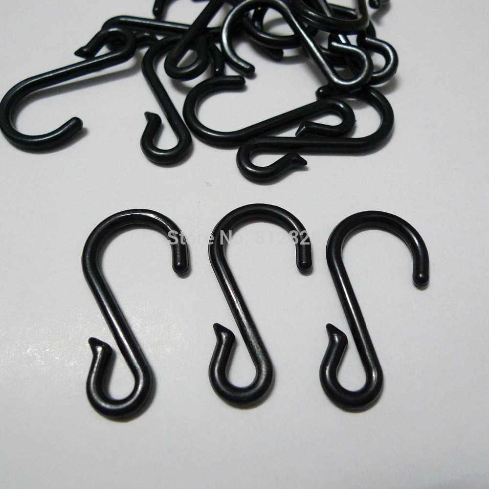

200pcs Black Plastic S Shape Hooks Hanger 210609
