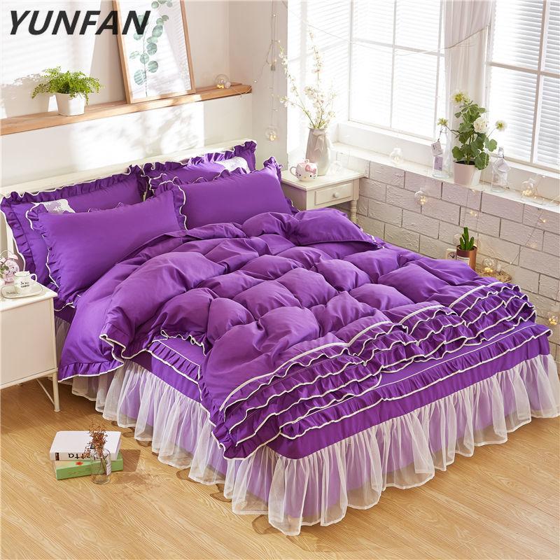 

Bedding Sets Korean Princess Pattern Lace Set 3/4pcs Purple Wedding Bed Skirt  Full Queen King Duvet Cover Bedclothes, Style8