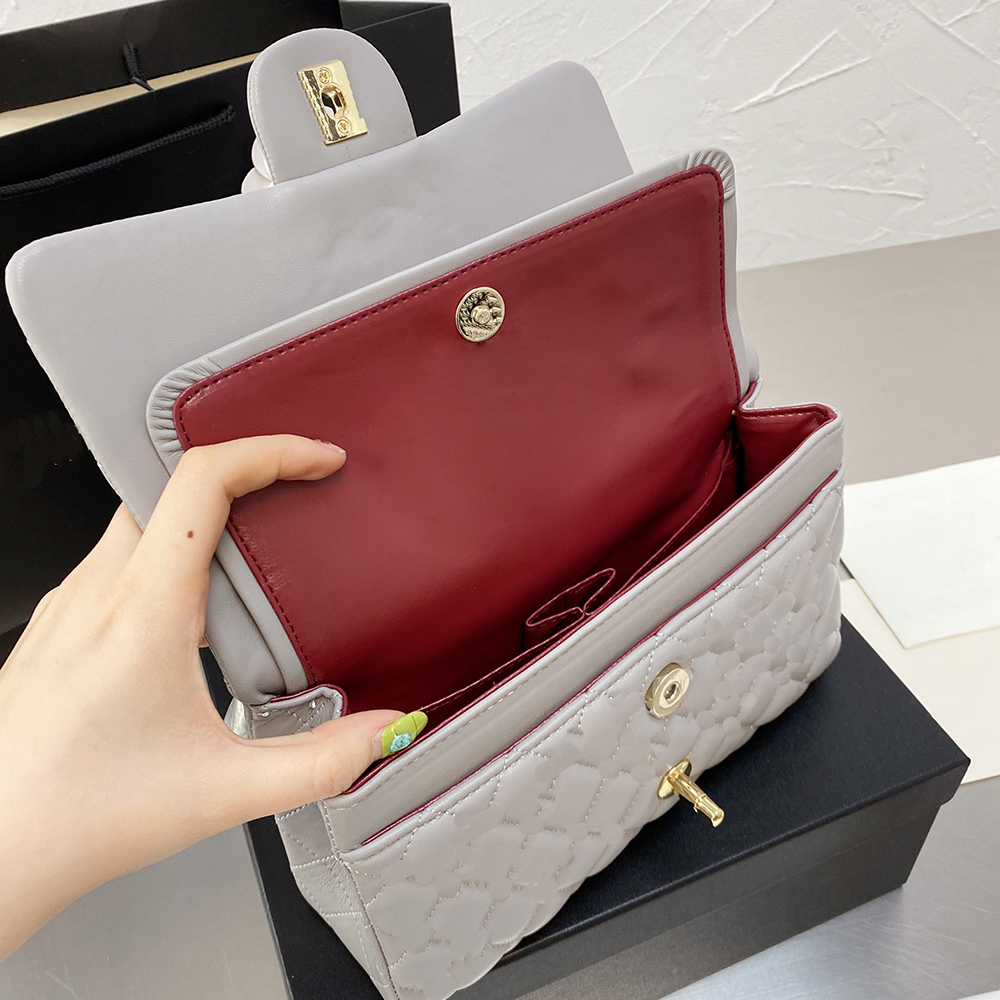 

Women Luxury Designer Shoulder Bag Brand Fashion Purse Mini Classic Genuine Leather Crossbody handbag Caviar Texture Chain Flap Bags, Black;red