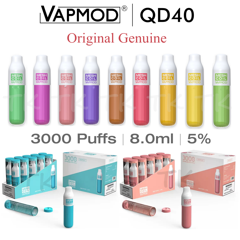 

Original Vapmod QD40 E Cigarettes Disposable Vape Pen 3000 Puffs 8.0ml Pod Mesh Coil Device 1250 Battery Vaporizer Electronic Cigs 10 Colors M