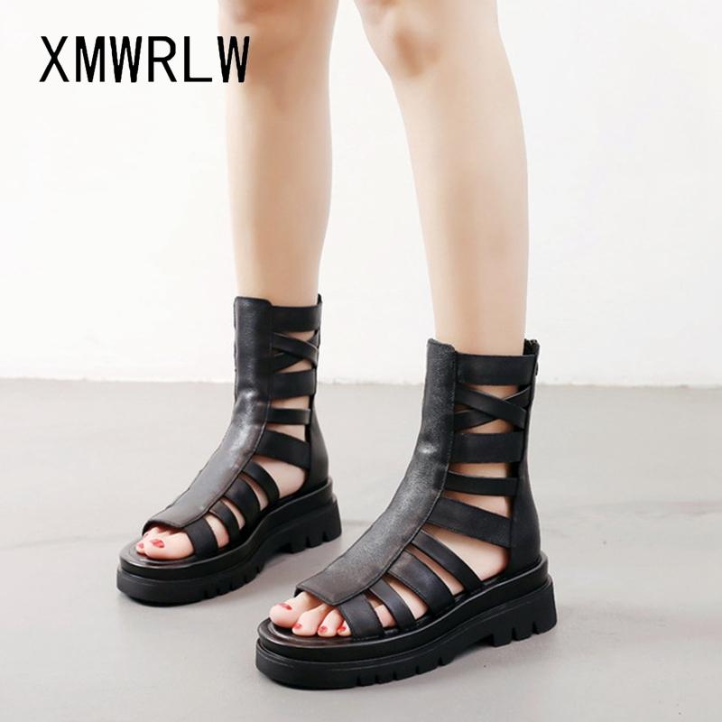 

Boots XMWRLW Women's Summer 2021 Genuine Leather Women Shoes High Heels For Ladies Comfortable Shoe, Black