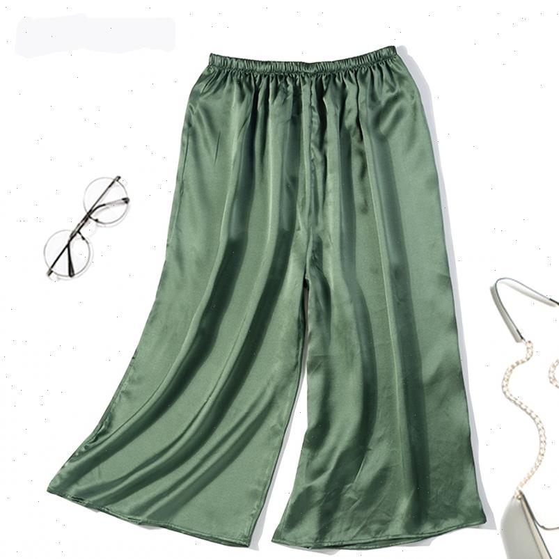 

100% pure silk elastic waist womens capris trousers multi colors  jn136, Black;white