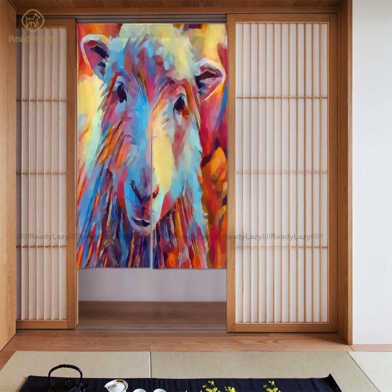 

Lamb Curtains Kitchen Ornament Door Curtain Double Aesthetic & Drapes