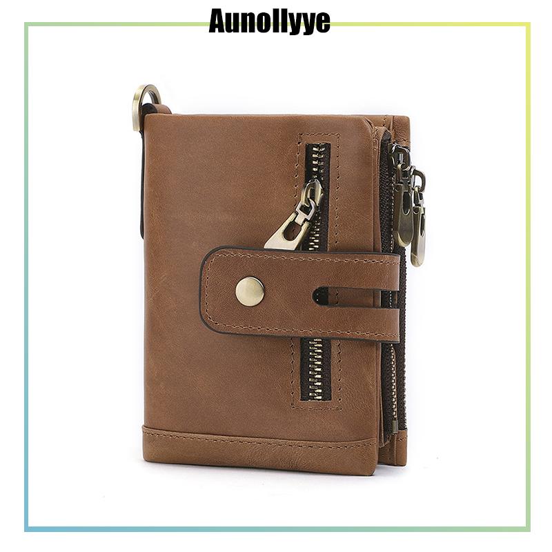 

Men's Leather Wallet Multi-Card Slot Anti-Theft Brush First Layer Cowhide Purse Driver's License Bank Card Holder Coin Wallets, Red;black