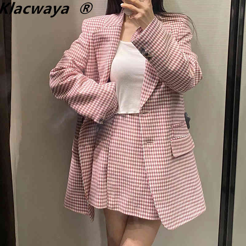 

ZA Women's Casual Blazer Spring Autumn Plaid Lapel Long-Sleeved Single-Breasted Office Elegant Suit Jacket 210521, Lattice
