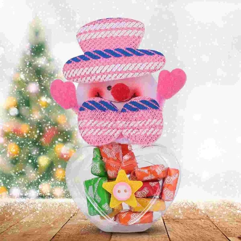 

Christmas Decorations 1pc Portable Storage Box Snowman Heart Shaped Bottle Candy Can )