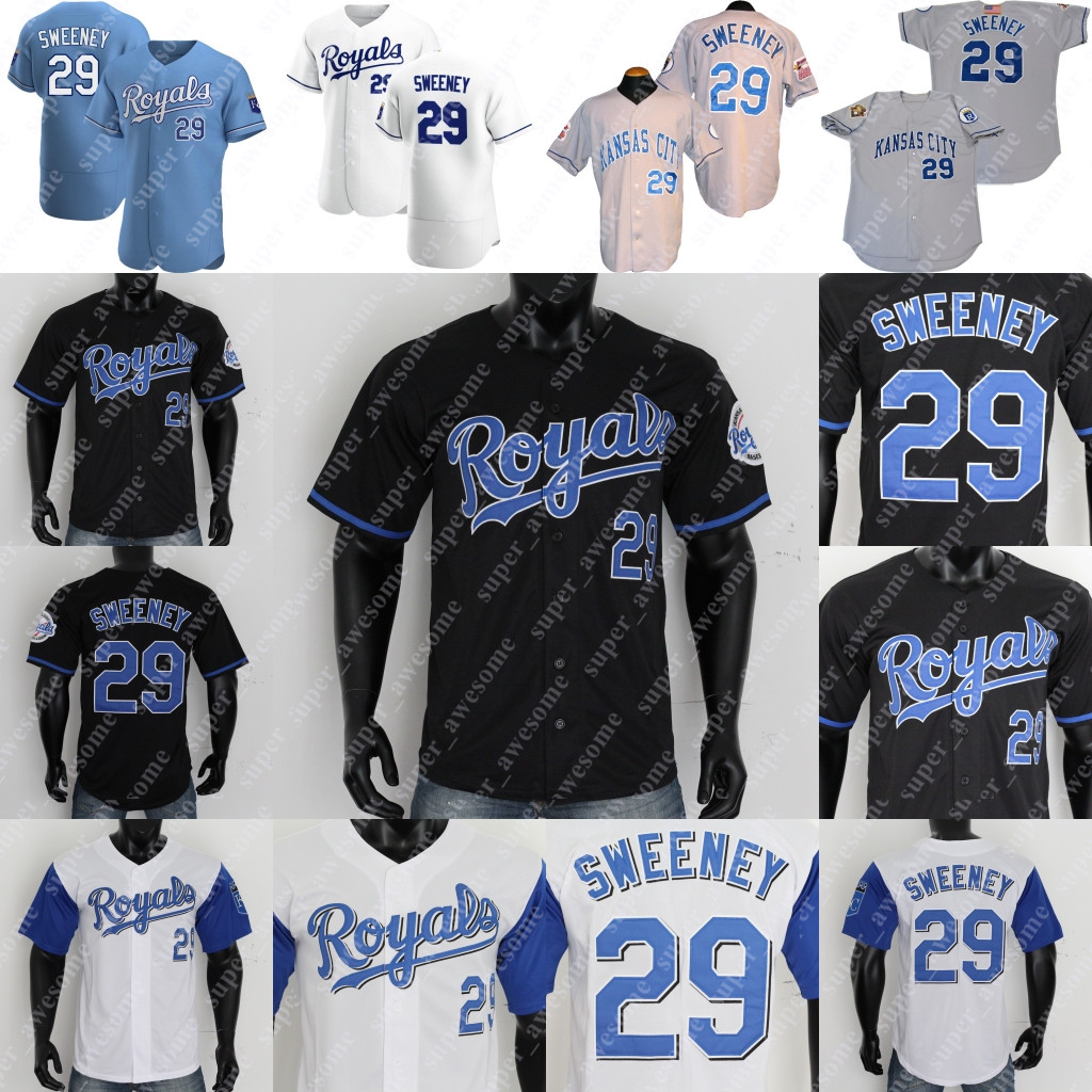 

29 Mike Sweeney Jersey 2000 2001 2002 Baseball Jerseys Blue White Gray Black