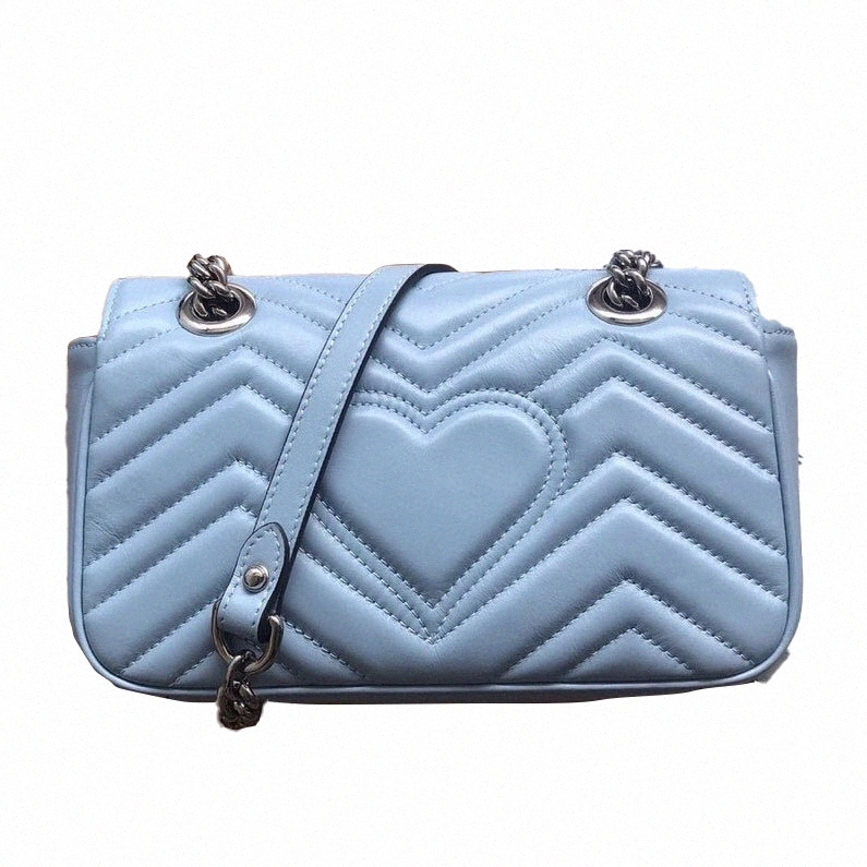 

[with box] fashionMarmont bag Love heart V Wave Pattern Satchel Shoulder Bag Chain Handbags Crossbody Purse Lady Leather Classic Style Tote