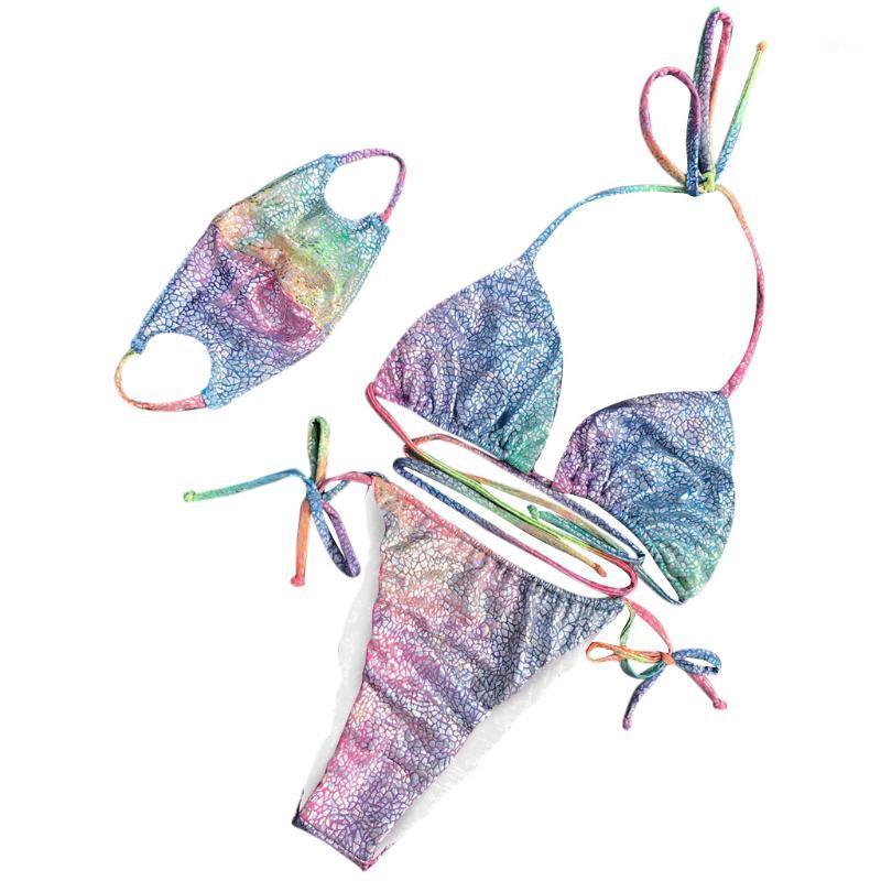 

Women' Swimwear Swimsuit Polyester Woman Swimsuits Print Bikini Set Three Piece Women 2021 Filled Bra Beachwear, Multicolor