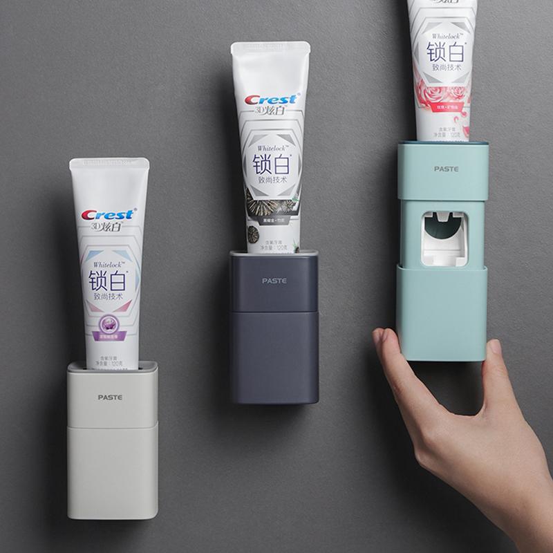 

Bathroom Wall-mounted Automatic Punch-free Toothpaste Dispenser Household Toothbrush Holder Accessories Supplies Bath Accessory Set