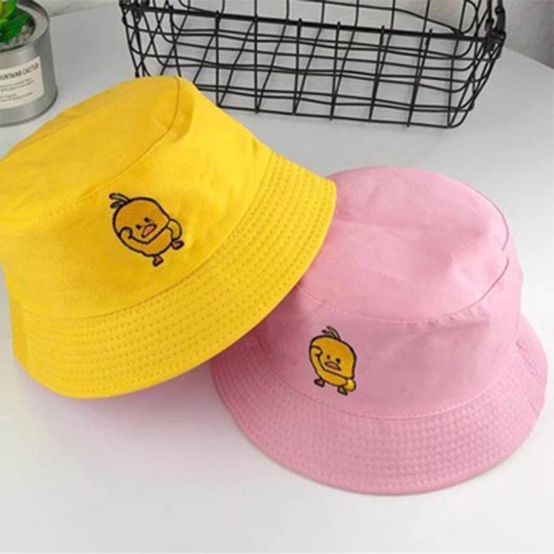 

Wide Brim Hats Women Men Summer Yellow Duck Embroidered Bucket Hat Reversible Outdoor Sunscreen Packable Hip Hop Panama Fisherman Cap, Blue;gray