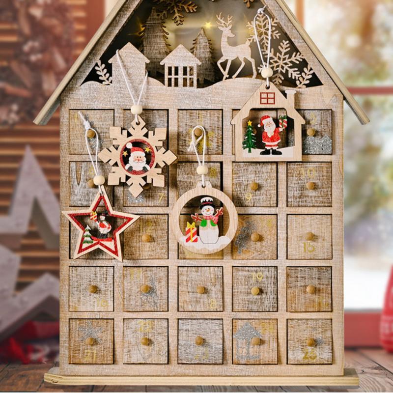 

Christmas Decorations 12Pcs/Box Vintage Snowflake Wooden Pendants Ornaments Tree 2022 Hanging Noel