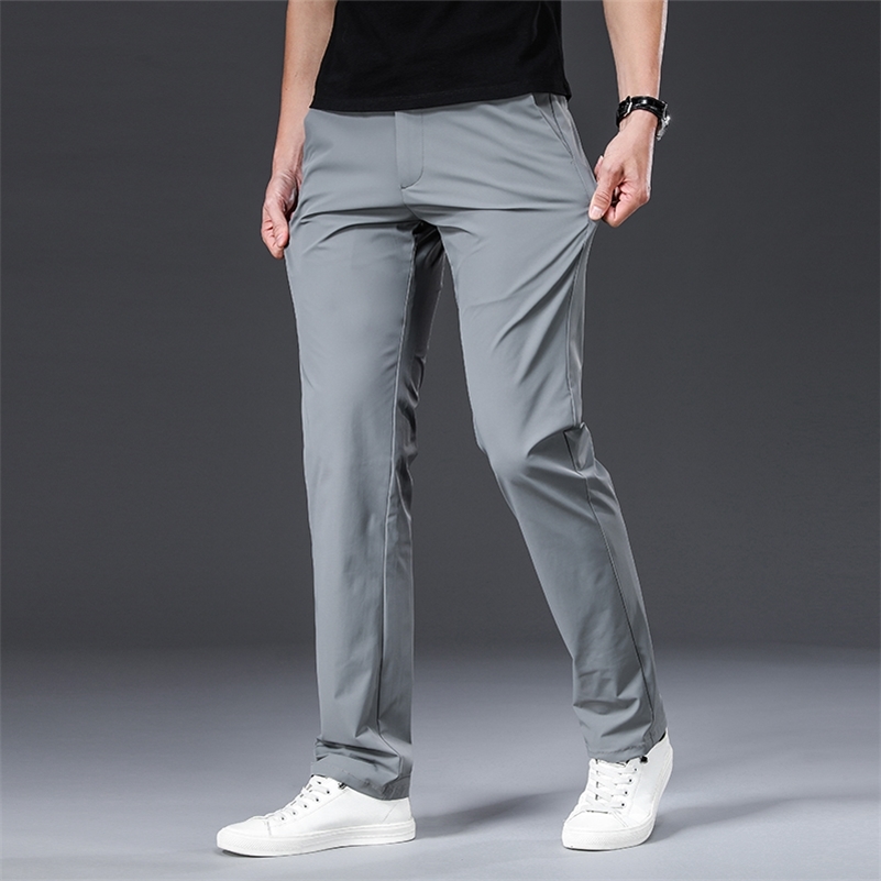 

BROWON Classic High Quality Men Trousers Spring Summer Midweight Solid Color Straight Trousers Male Full Length Casual Pants Men 210709, Blue