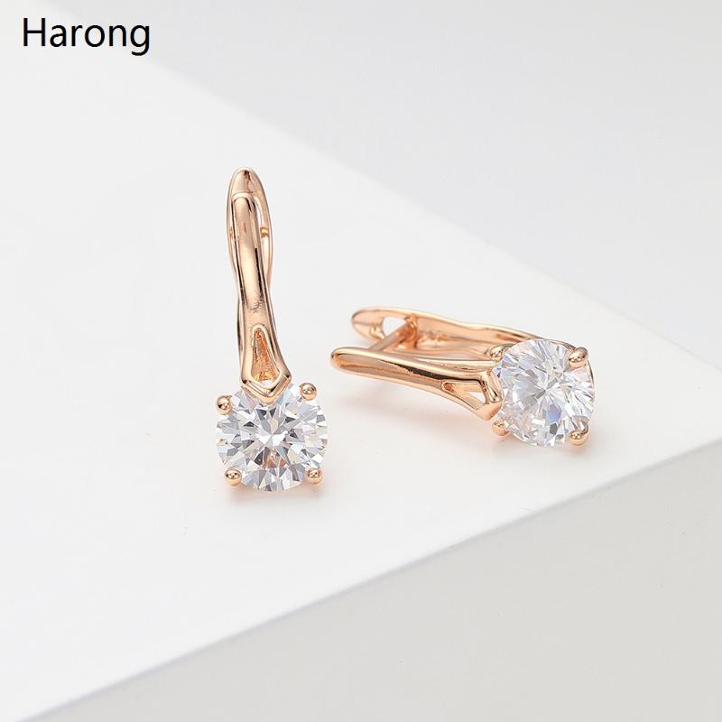 

Stud Copper Luxury Non-fading Earrings Round Zircon Crystal Shiny Jewelry Accessories For Woman Girl Wedding Party Gift, Golden;silver