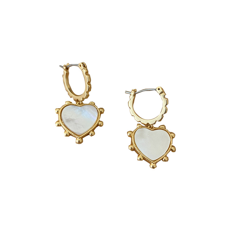 

Heart Charm Earrings Natural Mother-of-pearl Earrings