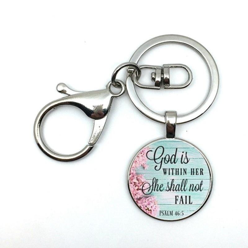 

Keychains God Is Within Her She Will Not Fall Bible Quote Faith Keychain Keyring Verse Key Chain Christian Party Gift